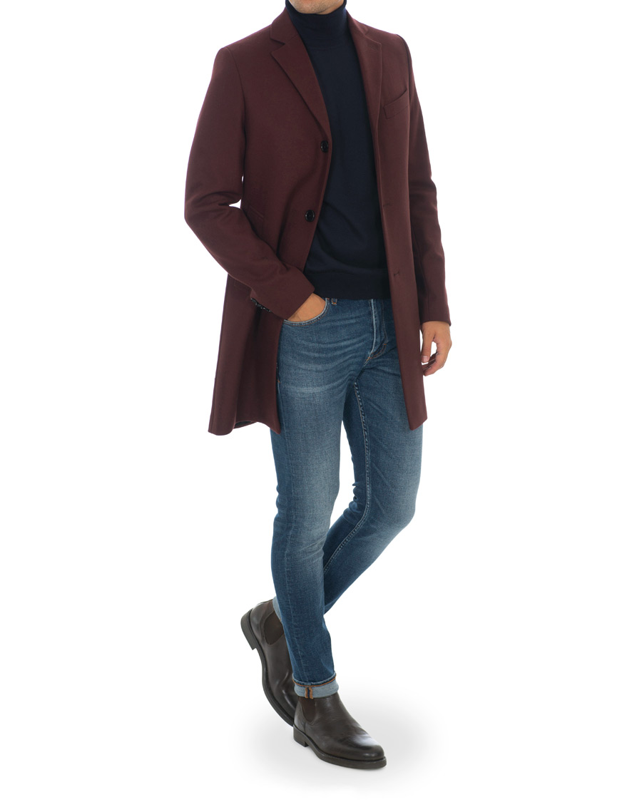 Herr | Jackor | J.Lindeberg | Wolger Compact Melton Coat Wine Red