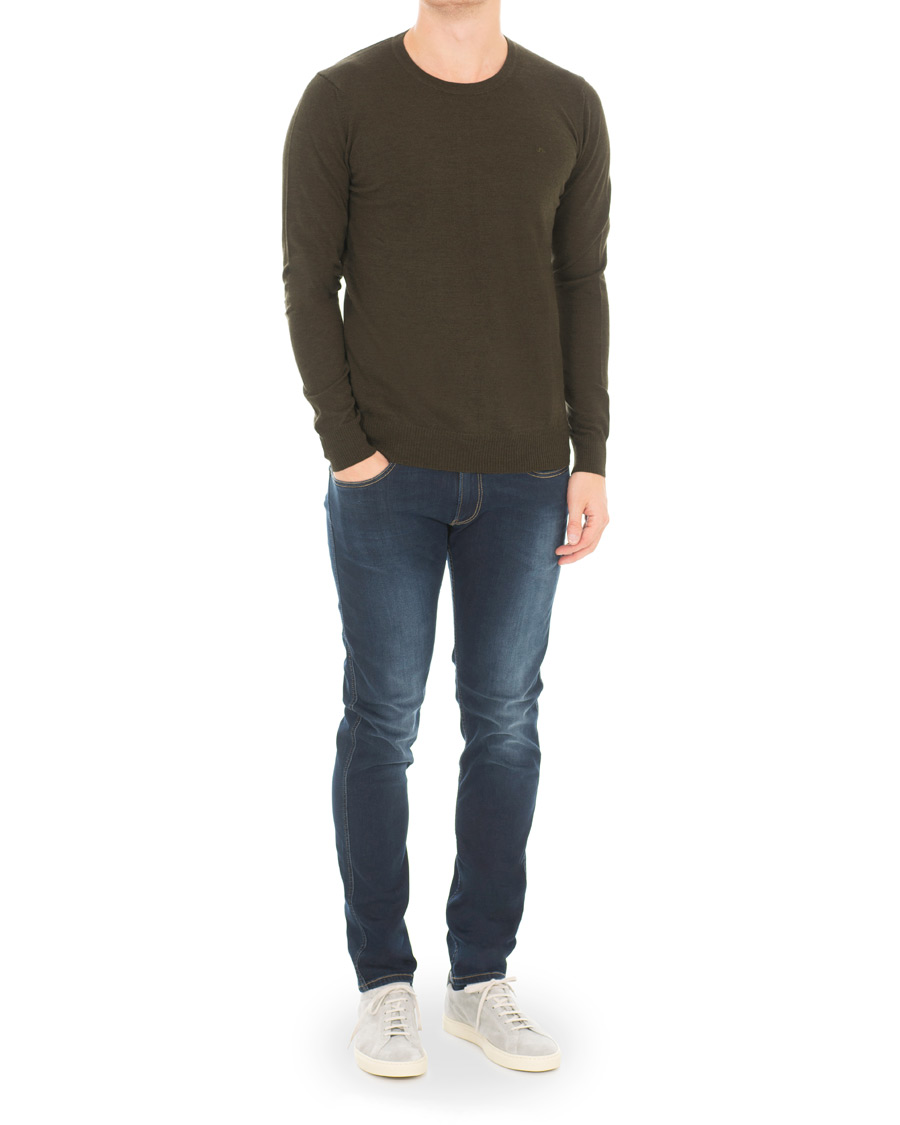 Herr | Tröjor | J.Lindeberg | Lyle True Merino Crew Neck Pullover Green
