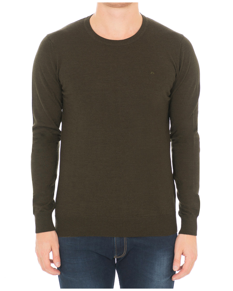 Herr | Tröjor | J.Lindeberg | Lyle True Merino Crew Neck Pullover Green