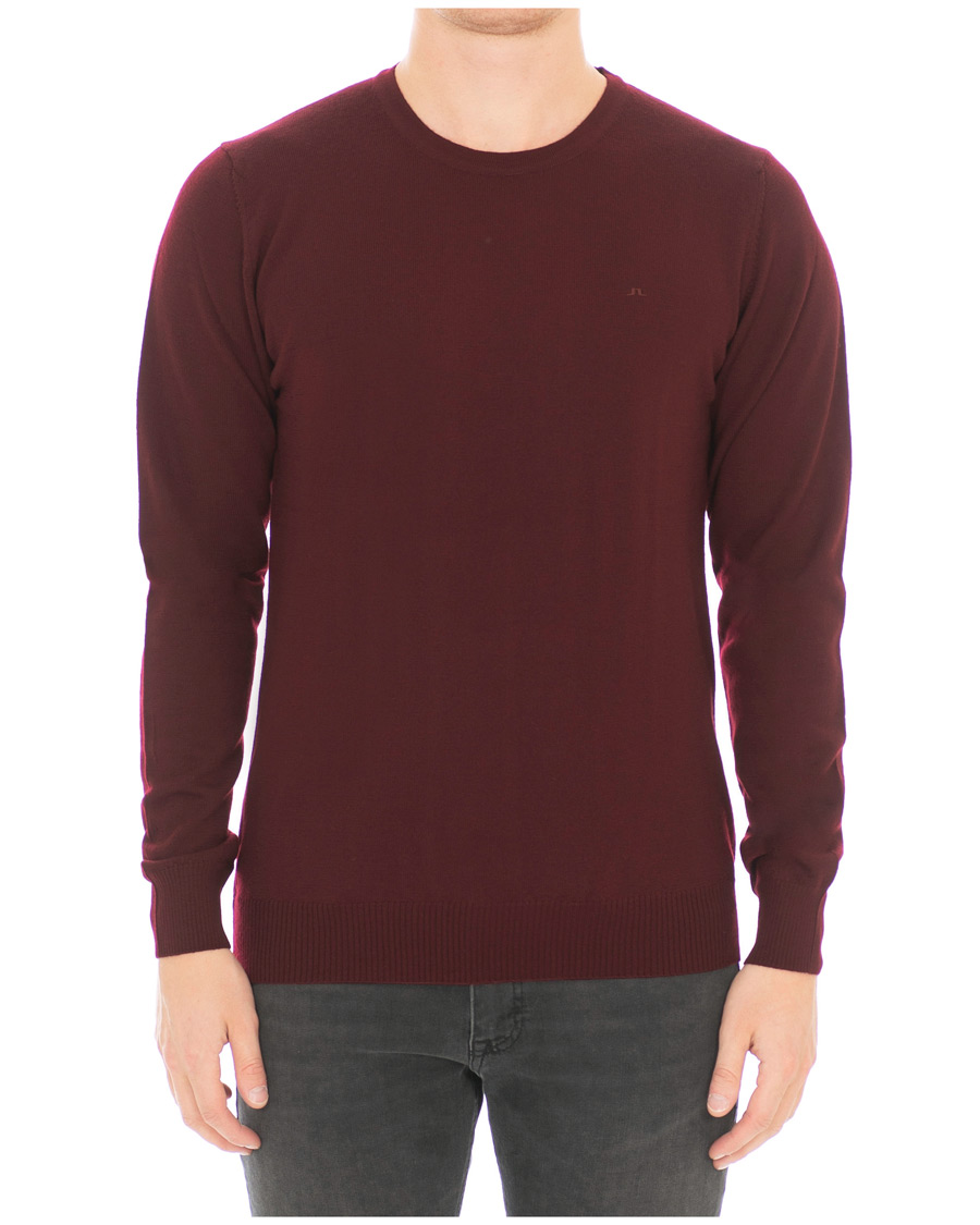 Herr | Tröjor | J.Lindeberg | Lyle True Merino Crew Neck Pullover Wine Red