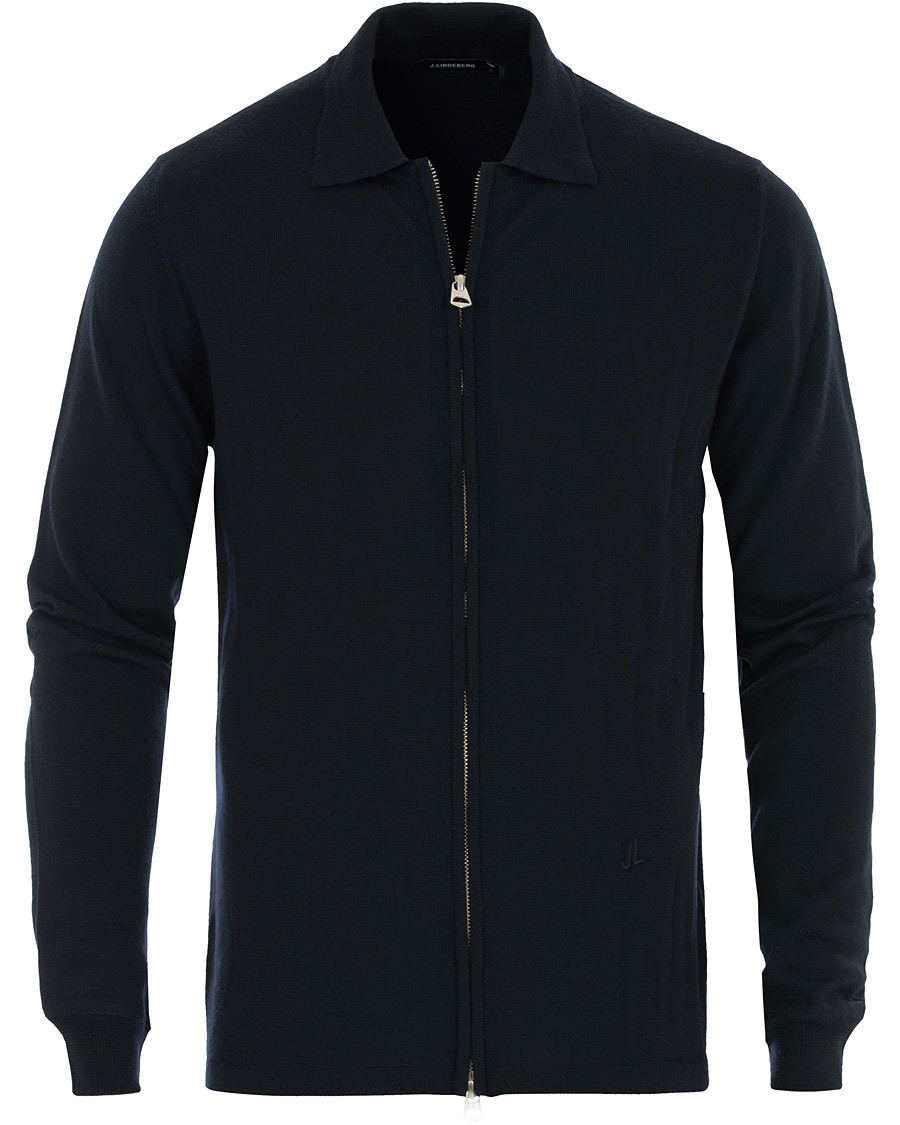 Herr | Tröjor | J.Lindeberg | Nyle Full Zip Merino Navy