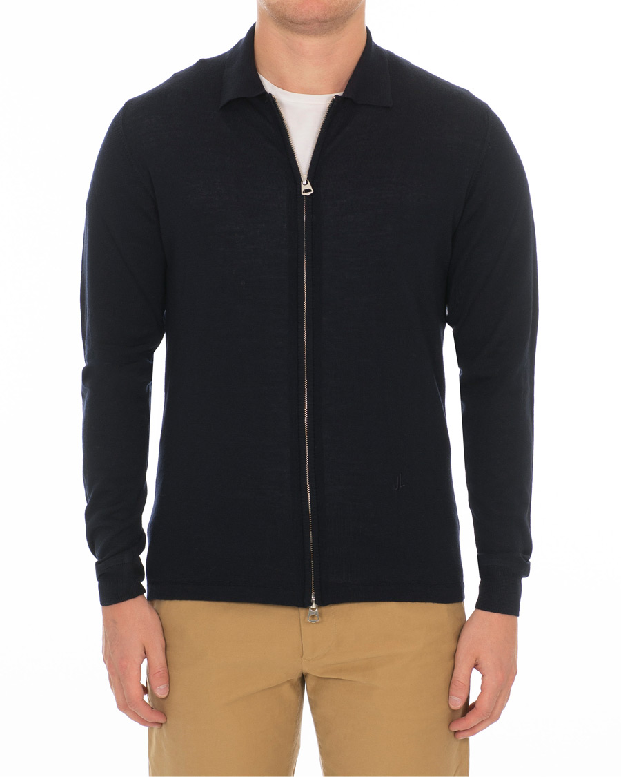 Herr | Tröjor | J.Lindeberg | Nyle Full Zip Merino Navy