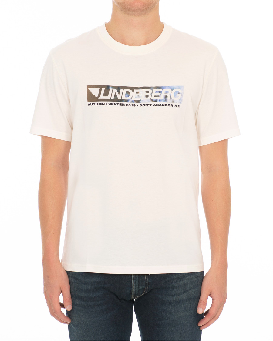 Herr | T-Shirts | J.Lindeberg | Jordan Printed Crew Neck Tee Off White