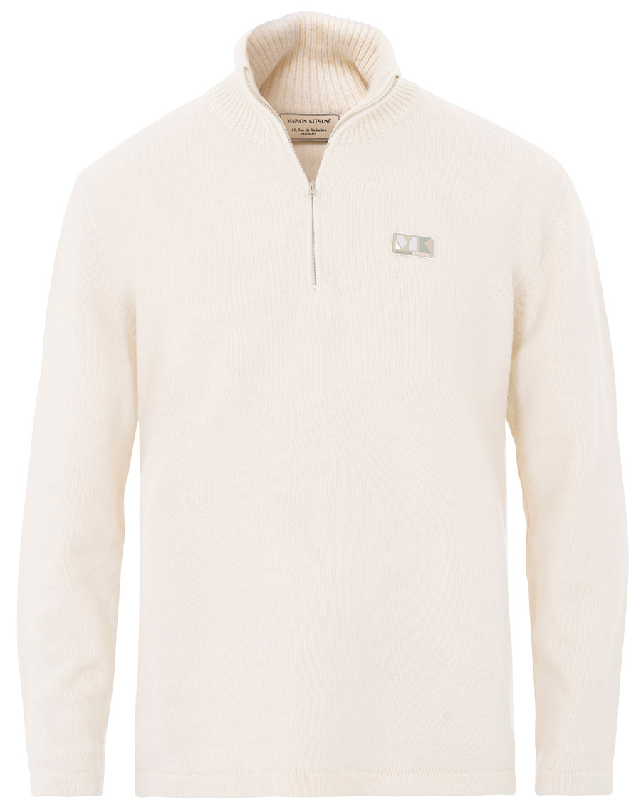 Herr | Tröjor | Maison Kitsuné | Wool/Cashmere Zip Collar Pullover Ecru