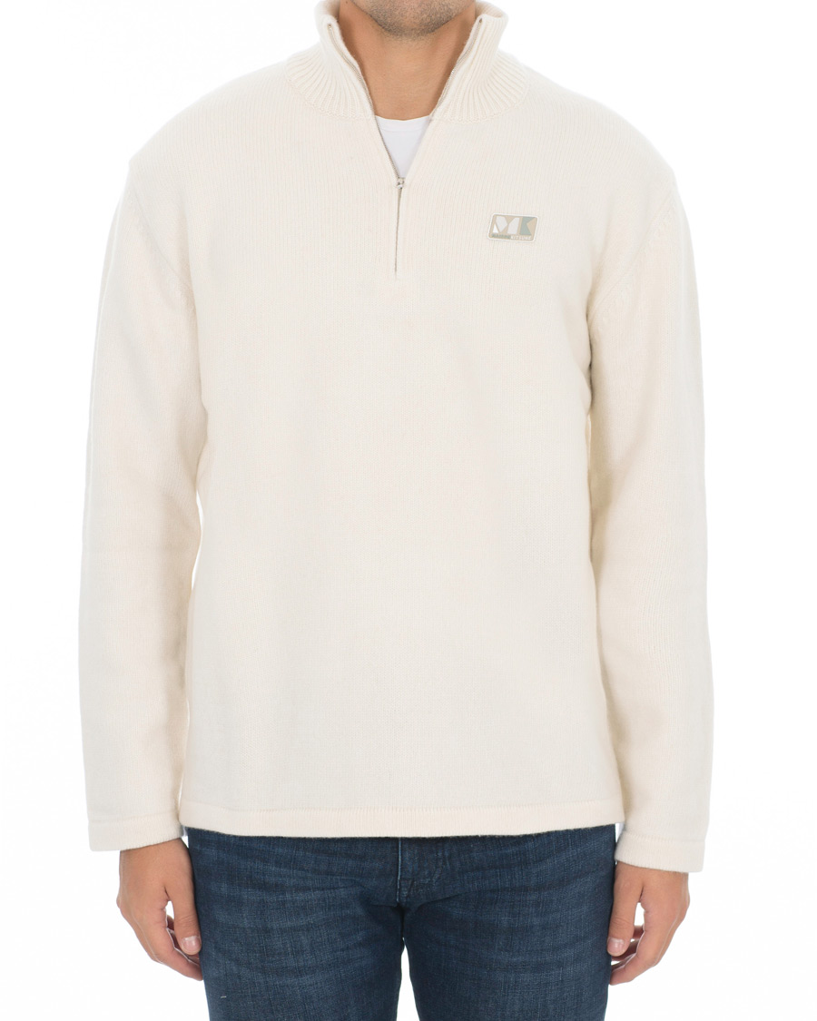 Herr | Tröjor | Maison Kitsuné | Wool/Cashmere Zip Collar Pullover Ecru