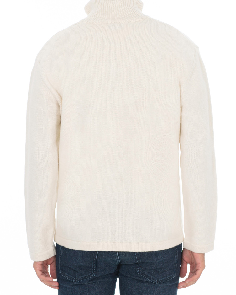 Herr | Tröjor | Maison Kitsuné | Wool/Cashmere Zip Collar Pullover Ecru