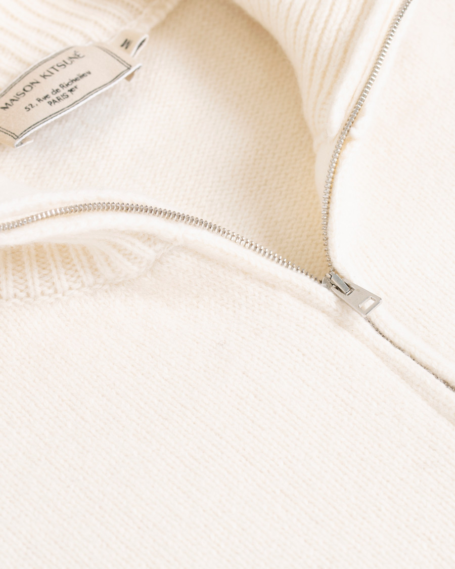 Herr | Tröjor | Maison Kitsuné | Wool/Cashmere Zip Collar Pullover Ecru