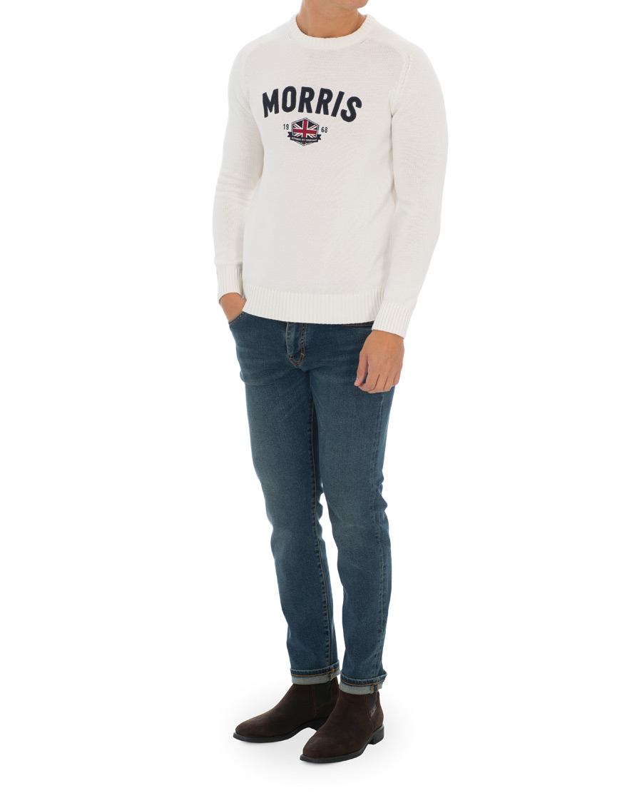 Herr | Tröjor | Morris | Benton Knitted Crew Neck White
