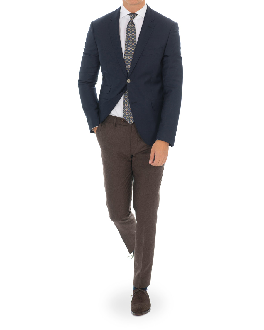 Herr | Byxor | Morris | Rodney Flannel Trousers Brown