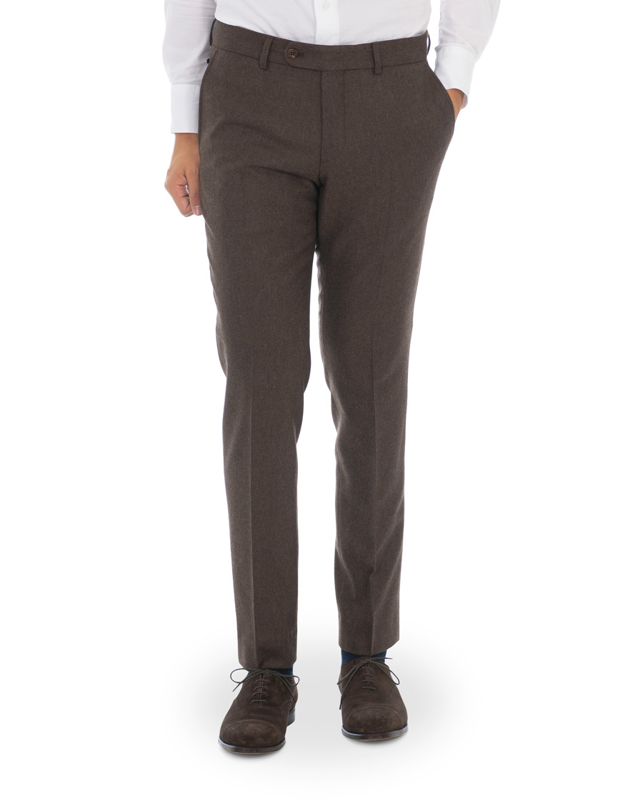 Herr | Byxor | Morris | Rodney Flannel Trousers Brown