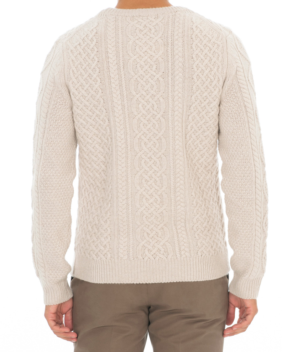 Herr | Tröjor | Morris Heritage | Cable Knitted Cashmere O-Neck Off White