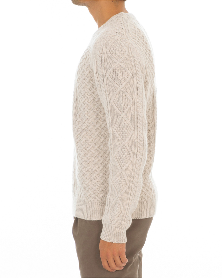 Herr | Tröjor | Morris Heritage | Cable Knitted Cashmere O-Neck Off White