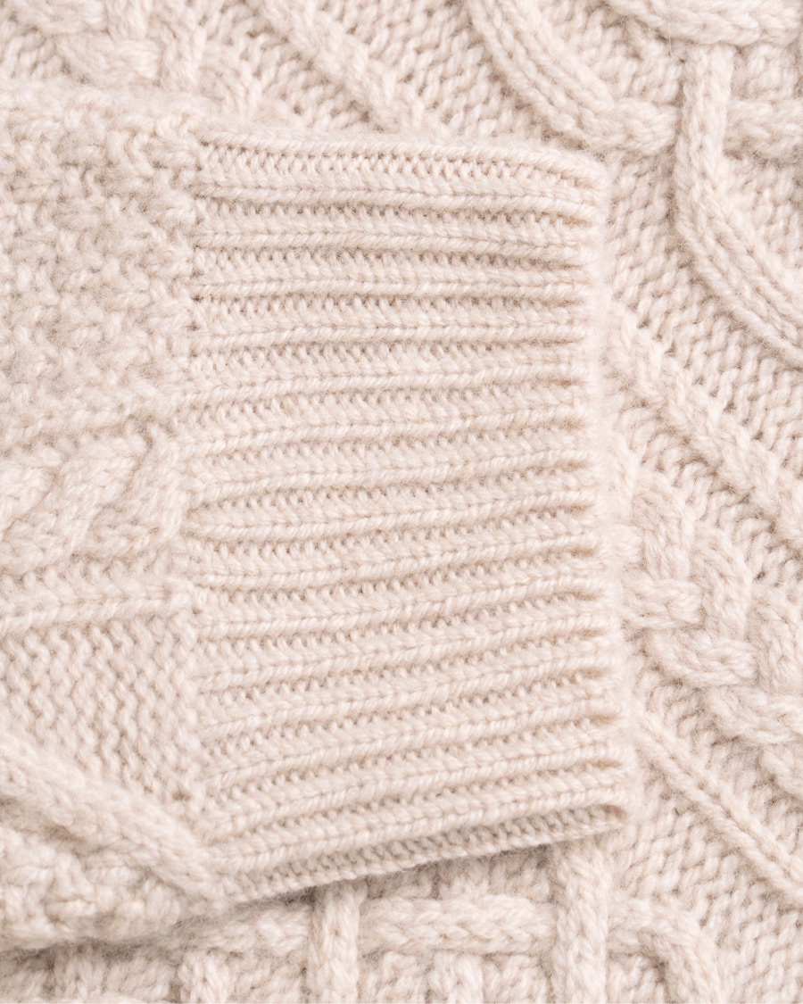 Herr | Tröjor | Morris Heritage | Cable Knitted Cashmere O-Neck Off White