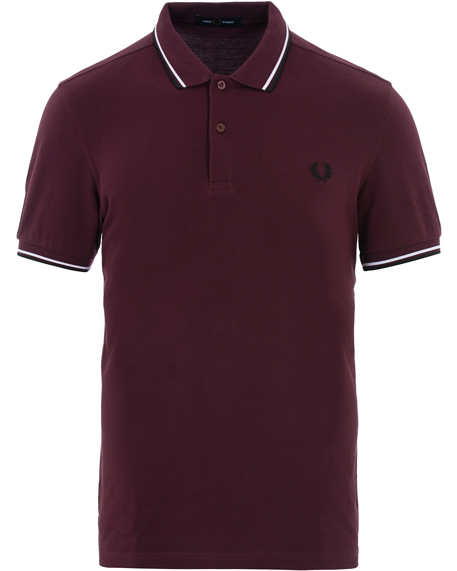 Herr | Pikéer | Fred Perry | Slim Fit Polo Twin Tip Wine Red/White