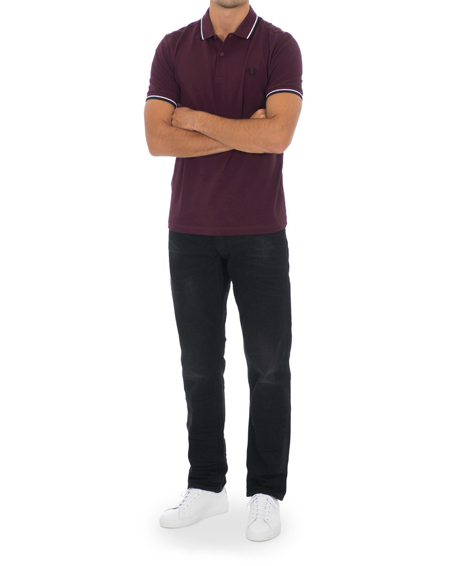 Herr | Pikéer | Fred Perry | Slim Fit Polo Twin Tip Wine Red/White