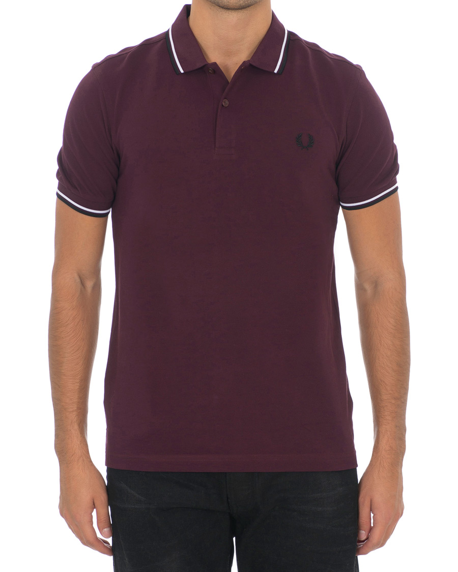 Herr | Pikéer | Fred Perry | Slim Fit Polo Twin Tip Wine Red/White