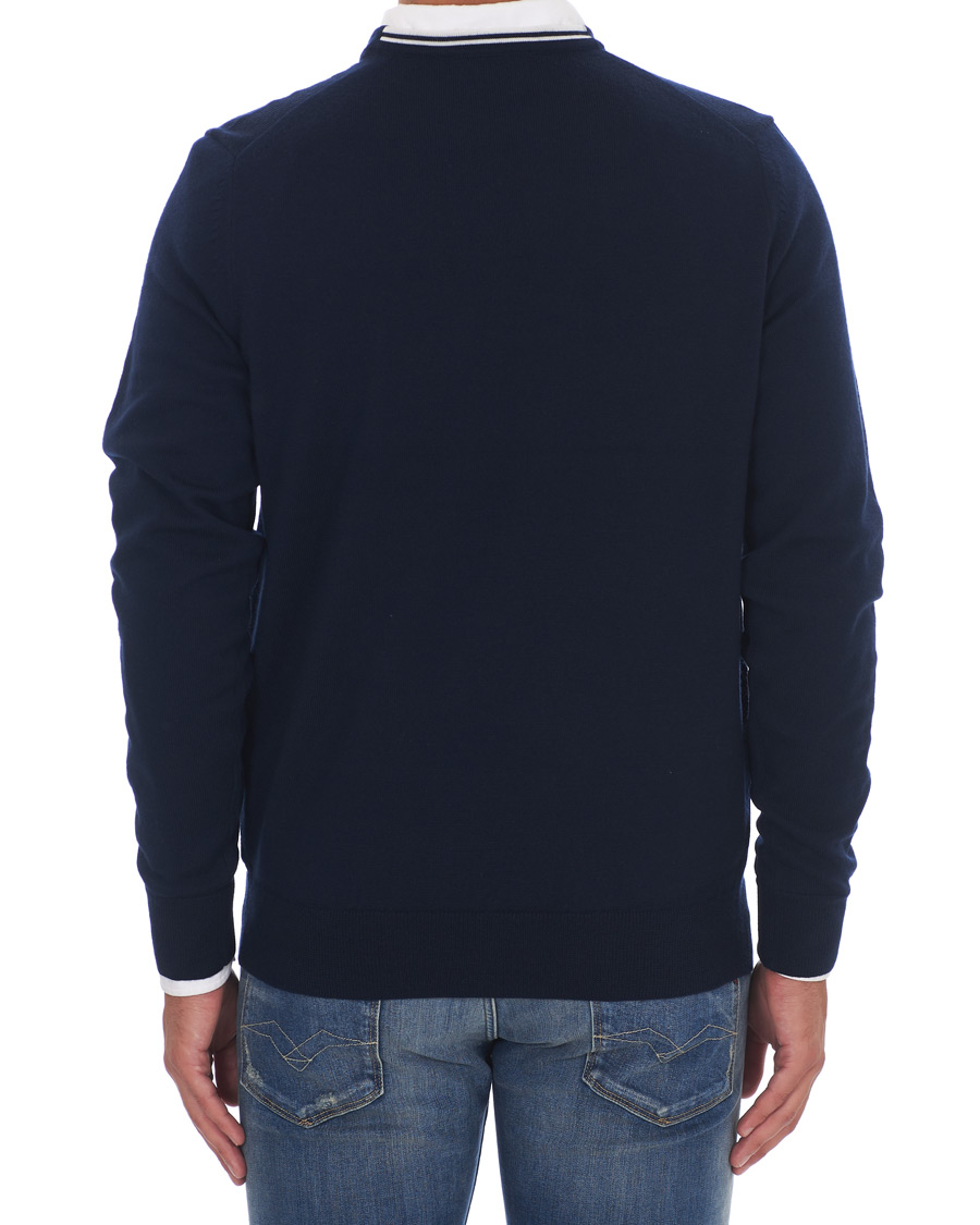 Herr | Tröjor | Fred Perry | Merino Wool Crew Neck Pullover Carbon Blue
