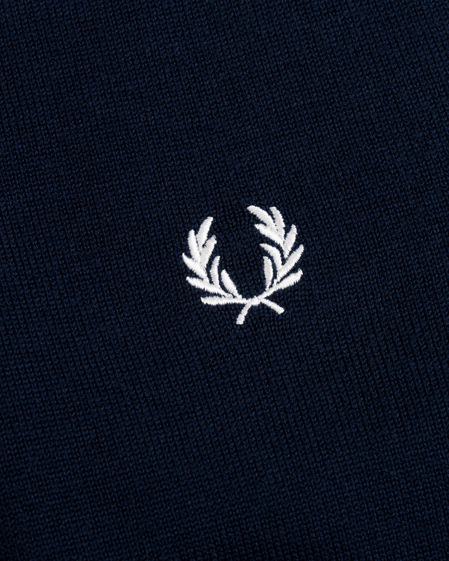 Herr | Tröjor | Fred Perry | Merino Wool Crew Neck Pullover Carbon Blue