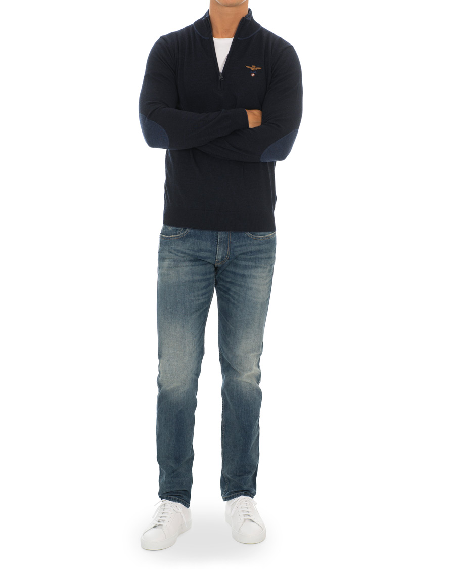 Herr | Tröjor | Aeronautica Militare | MA1188 Merino Half Zip Navy