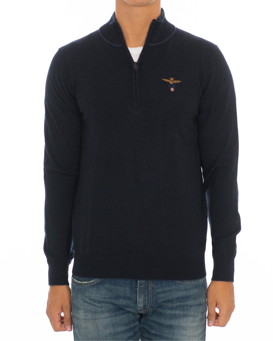 Herr | Tröjor | Aeronautica Militare | MA1188 Merino Half Zip Navy