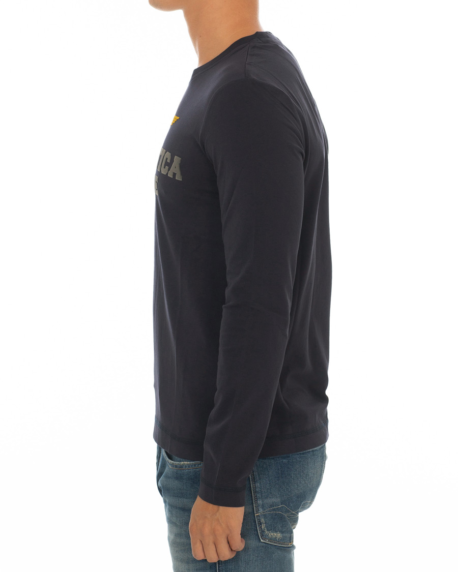 Herr | T-Shirts | Aeronautica Militare | TS1640 Long Sleeve Crew Neck Tee Navy
