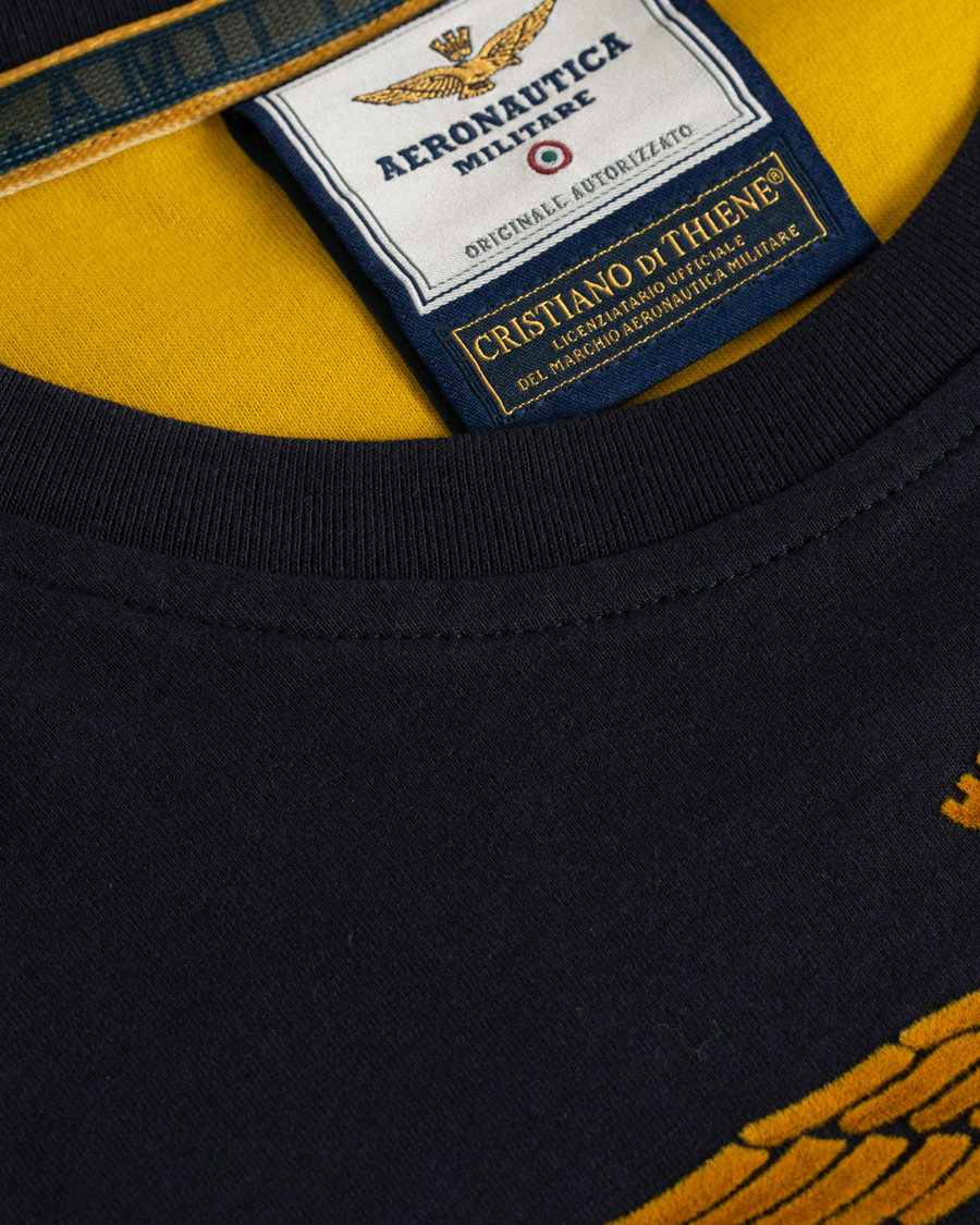 Herr | T-Shirts | Aeronautica Militare | TS1640 Long Sleeve Crew Neck Tee Navy