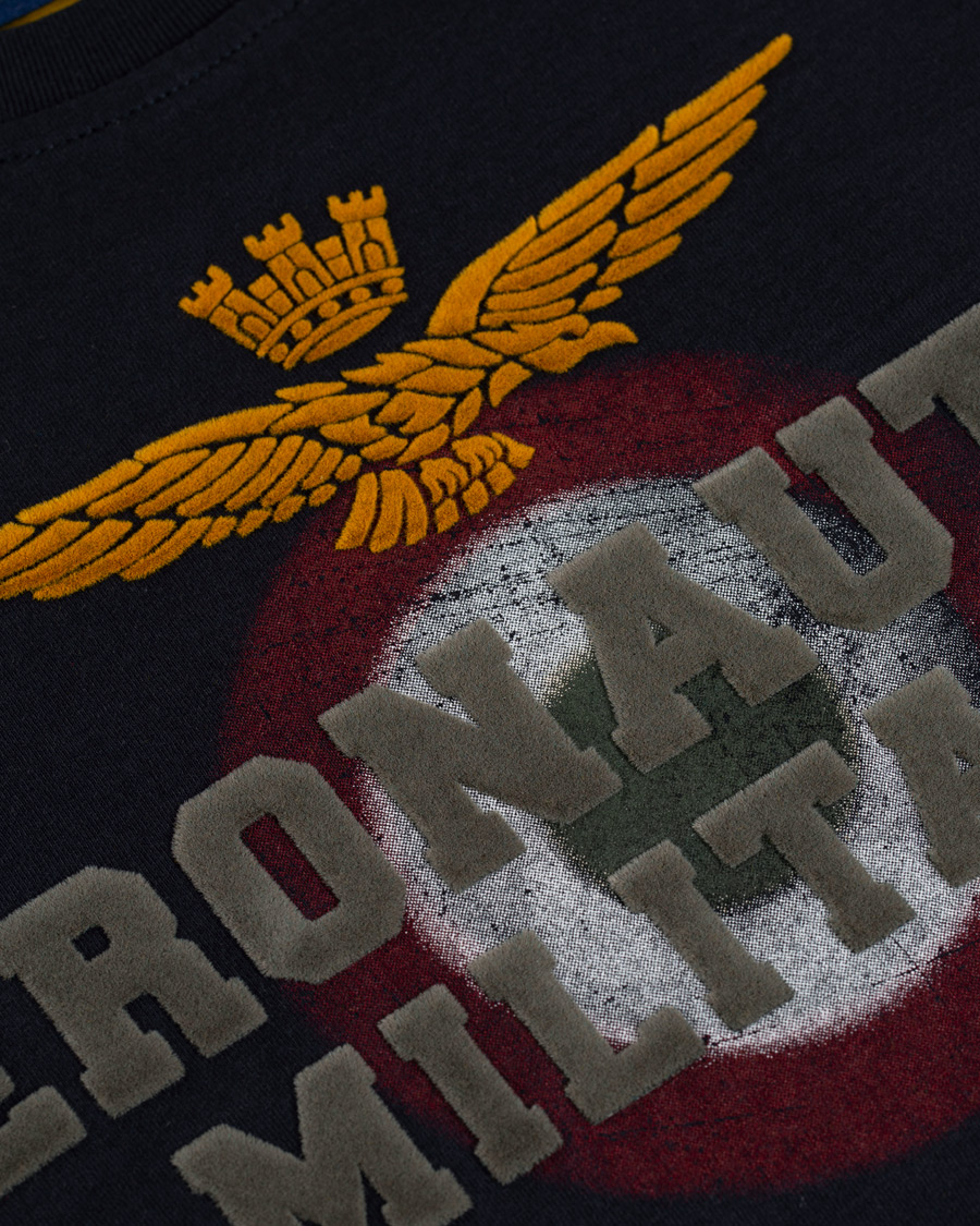 Herr | T-Shirts | Aeronautica Militare | TS1640 Long Sleeve Crew Neck Tee Navy