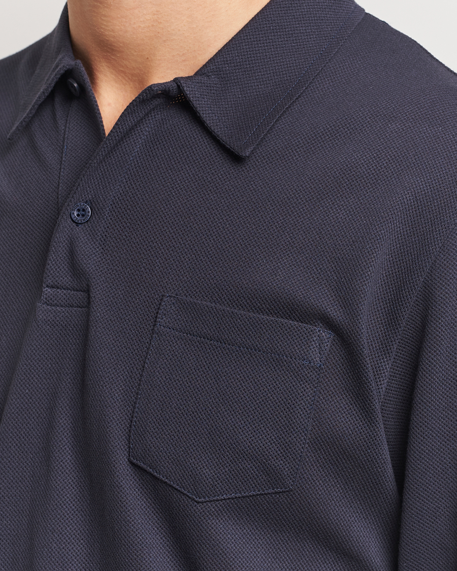 Herr | Pikéer | Sunspel | Long Sleeve Riviera Polo Shirt Navy