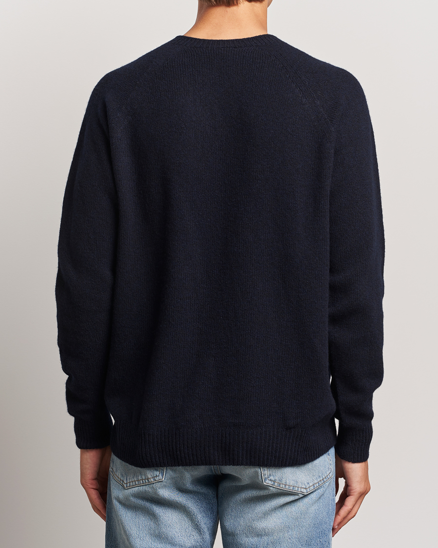 Herr | Tröjor | Sunspel | Lambswool Crewneck Dark Navy Moiline