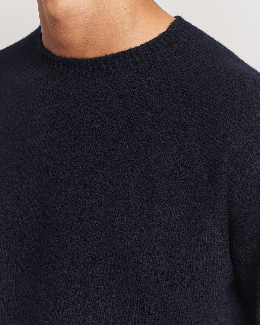 Herr | Tröjor | Sunspel | Lambswool Crewneck Dark Navy Moiline