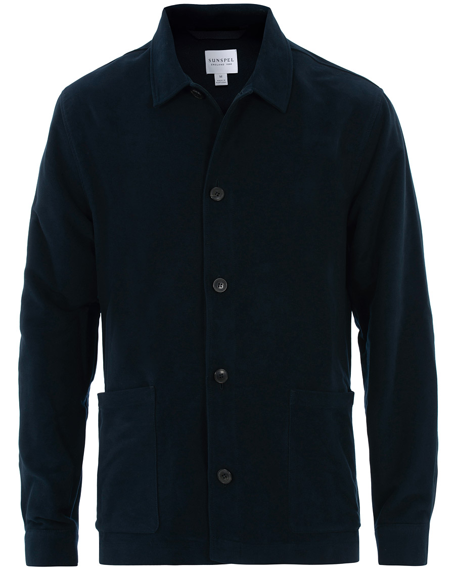 Herr | Skjortor | Sunspel | Twin Pocket Moleskin Jacket Navy