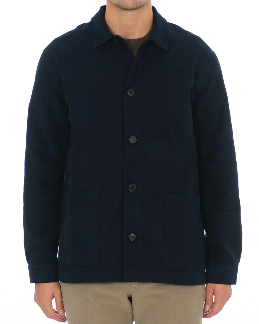 Herr | Skjortor | Sunspel | Twin Pocket Moleskin Jacket Navy