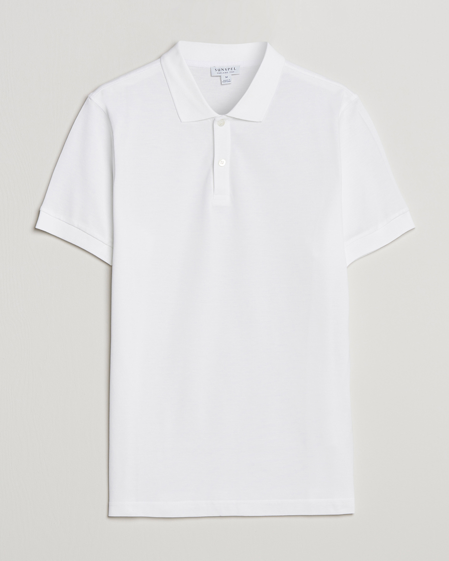 Herr | Pikéer | Sunspel | Short Sleeve Pique Polo White