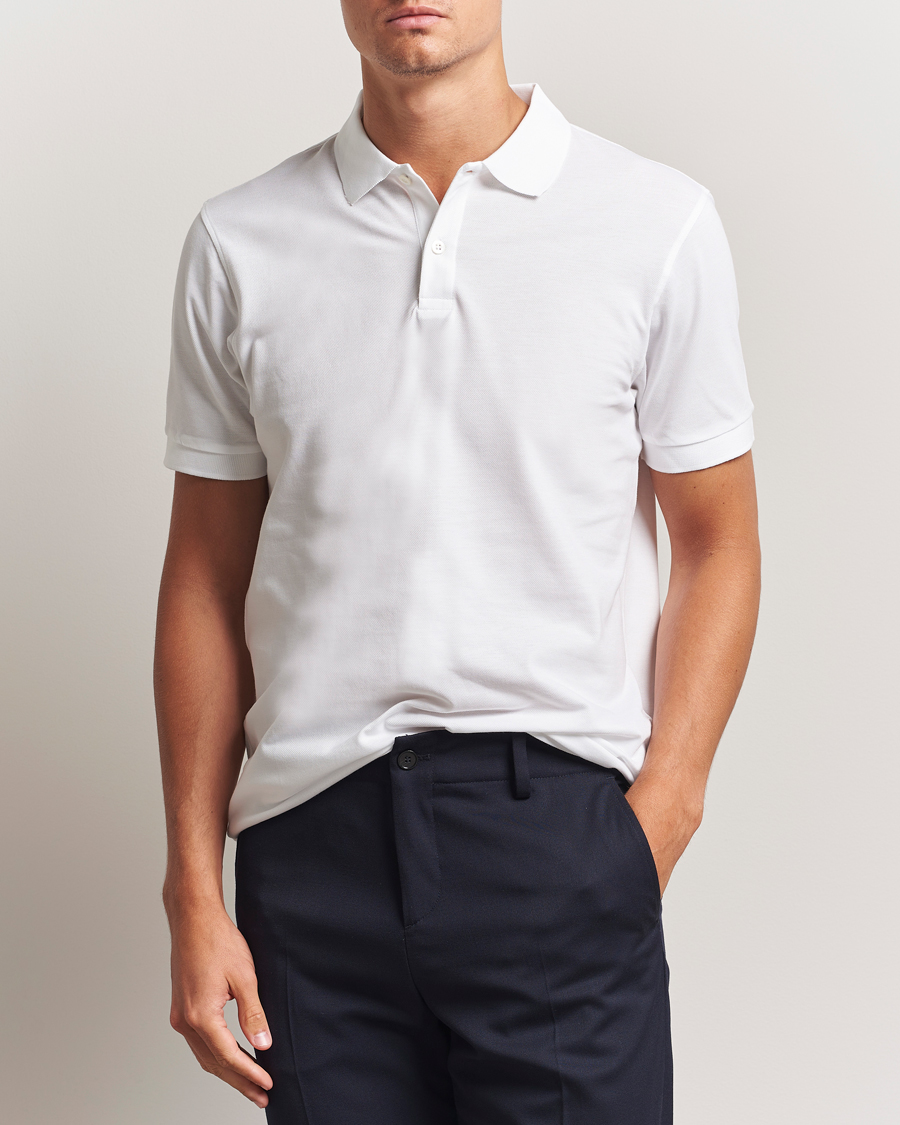 Herr | Pikéer | Sunspel | Short Sleeve Pique Polo White