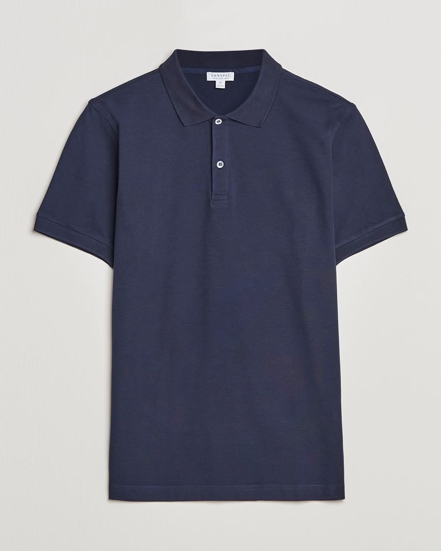 Herr | Pikéer | Sunspel | Short Sleeve Pique Polo Navy