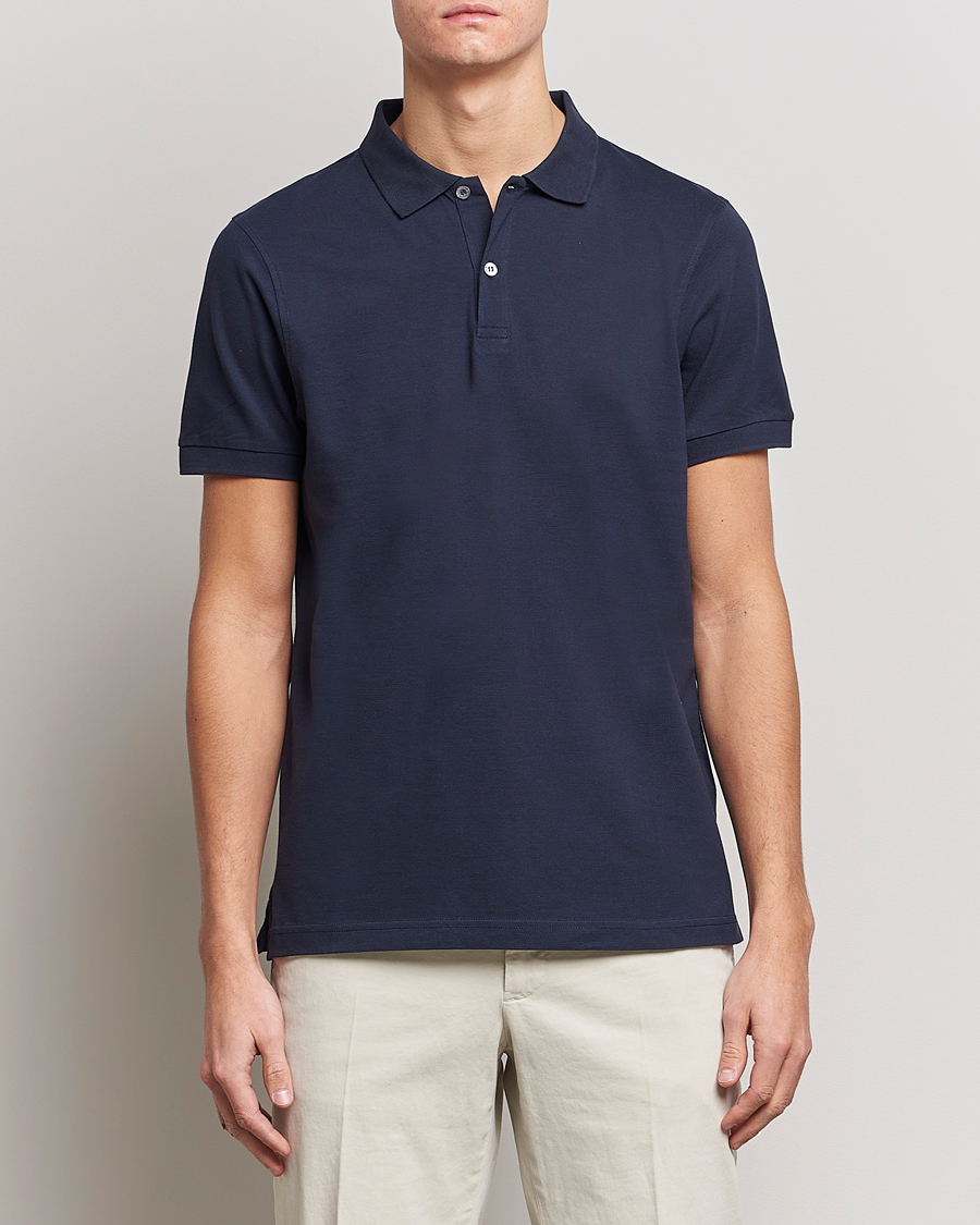 Herr | Kläder | Sunspel | Short Sleeve Pique Polo Navy