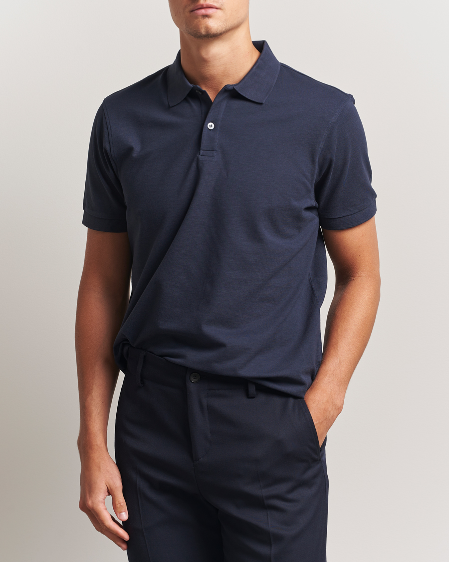 Herr | Pikéer | Sunspel | Short Sleeve Pique Polo Navy