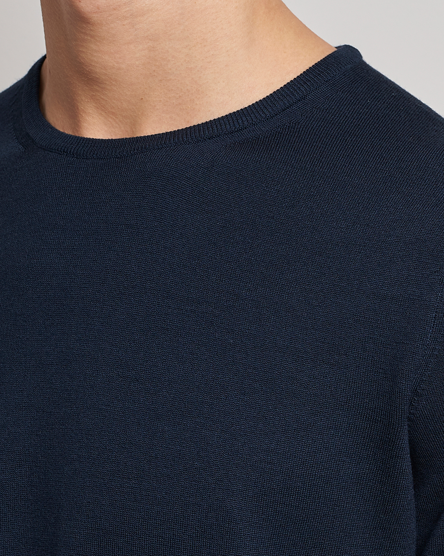 Herr | Tröjor | Sunspel | Crew Neck Jumper Light Navy