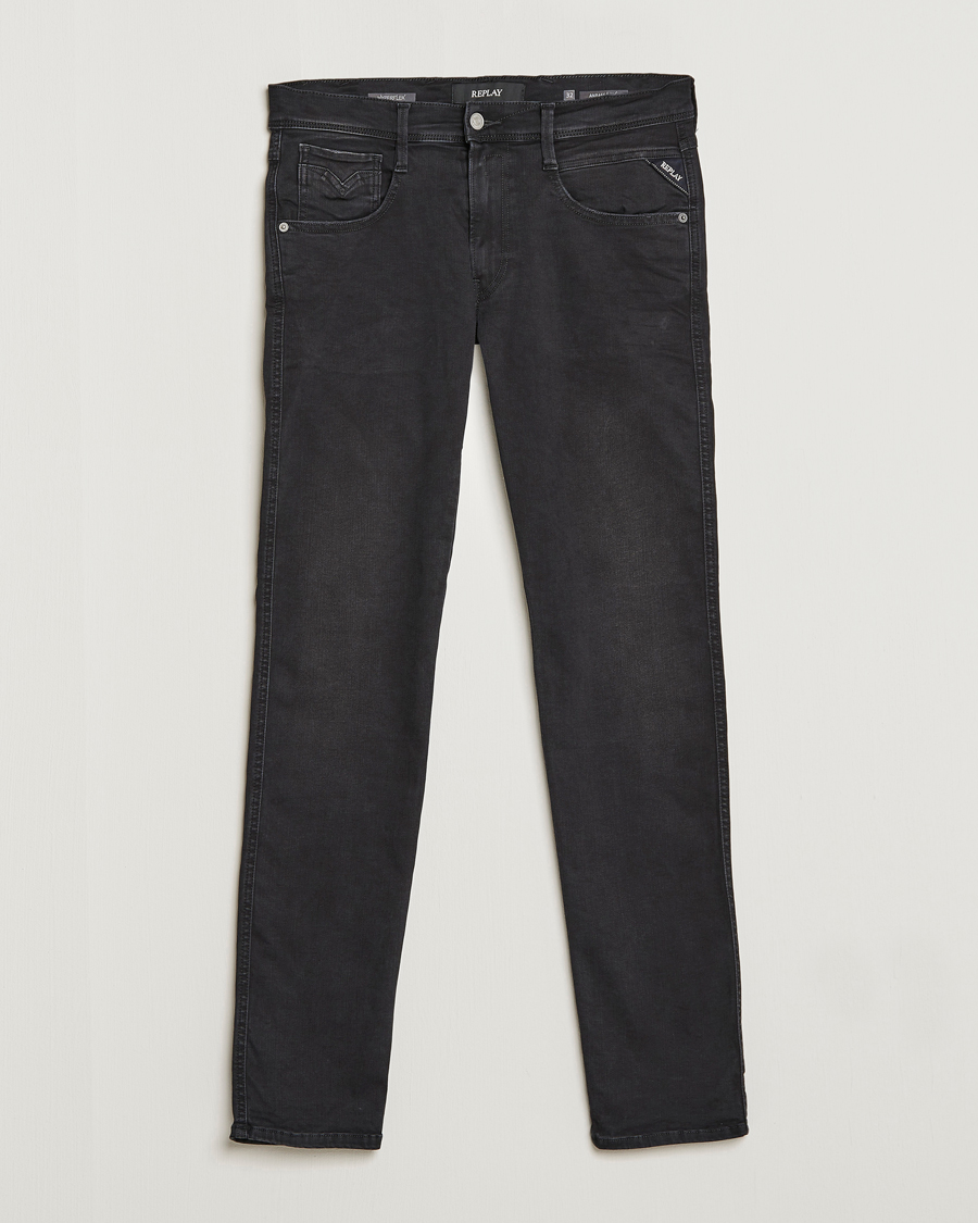 Herr | Jeans | Replay | Anbass Hyperflex Re-Used Jeans Washed Black