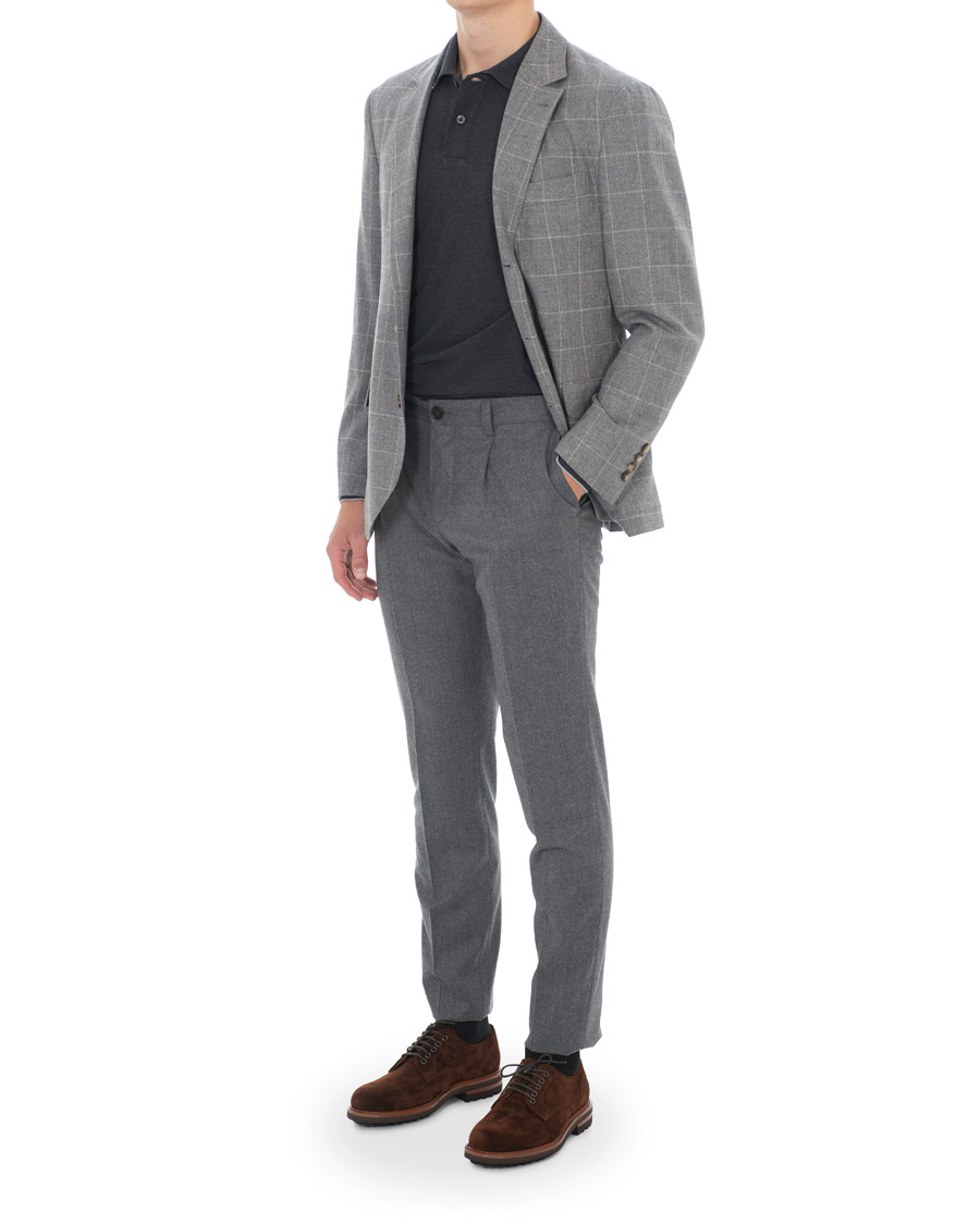 Herr | Kavajer | Brunello Cucinelli | Windowpane Check Blazer Light Grey