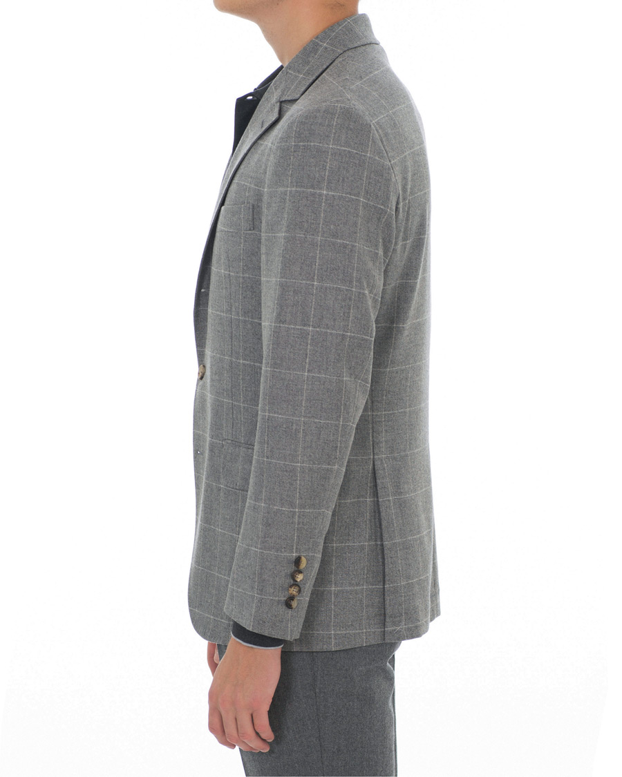 Herr | Kavajer | Brunello Cucinelli | Windowpane Check Blazer Light Grey