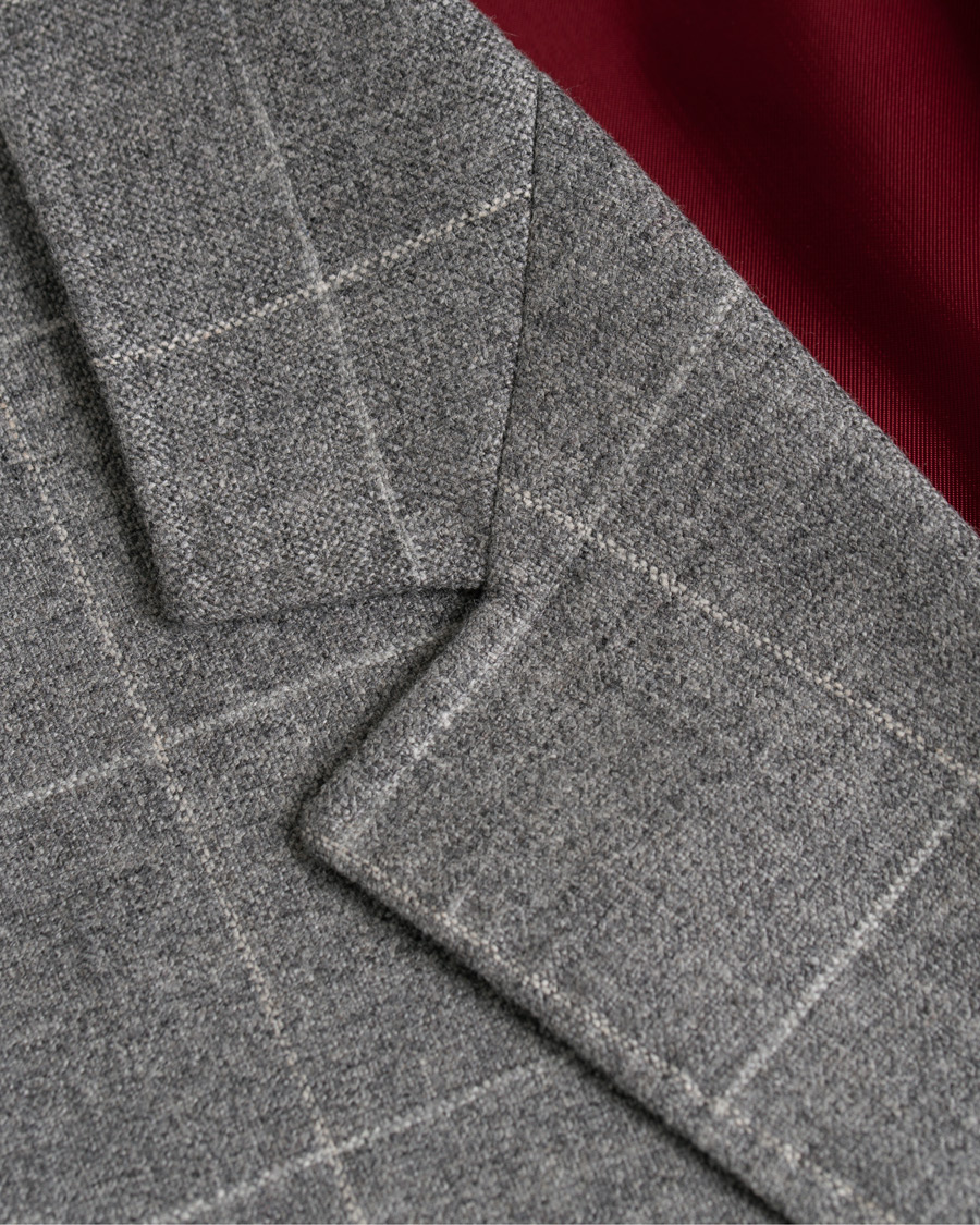 Herr | Kavajer | Brunello Cucinelli | Windowpane Check Blazer Light Grey