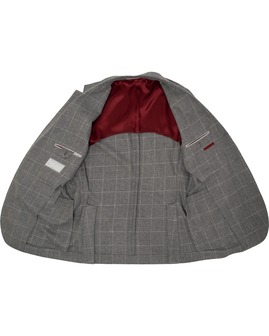 Herr | Kavajer | Brunello Cucinelli | Windowpane Check Blazer Light Grey