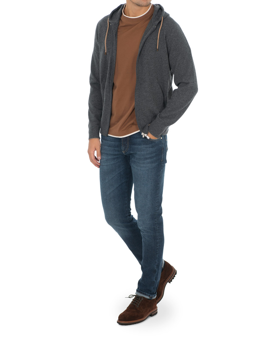 Herr | Tröjor | Brunello Cucinelli | Cashmere Zip Hoodie Dark Grey