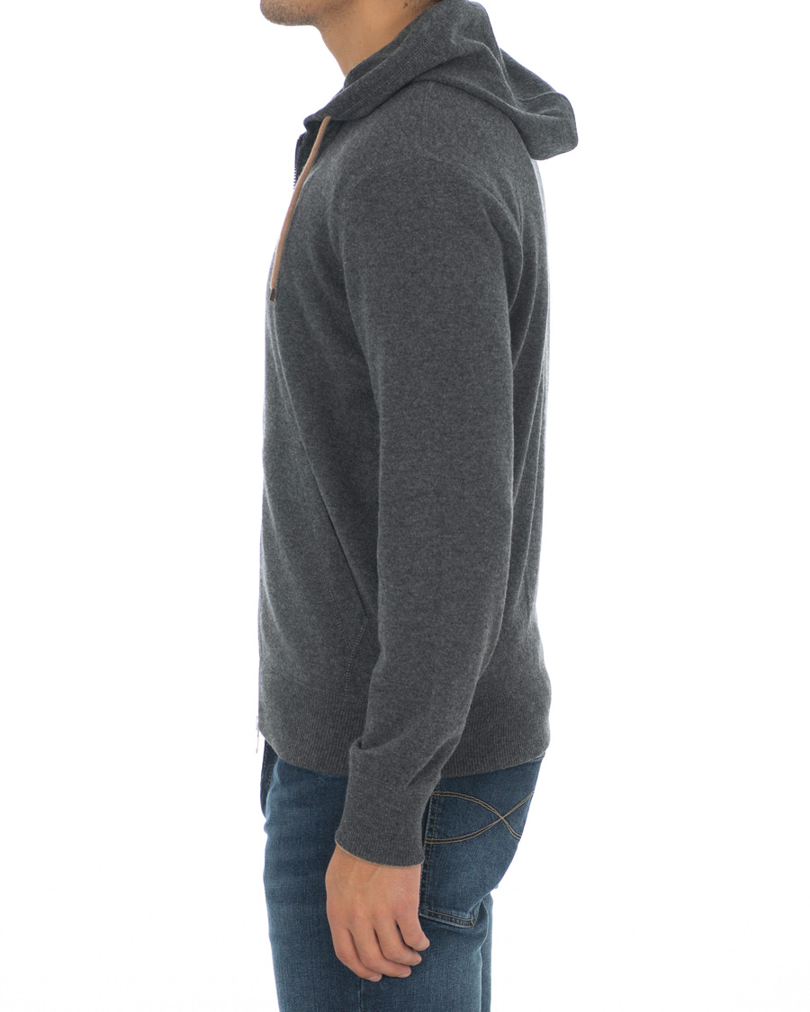 Herr | Tröjor | Brunello Cucinelli | Cashmere Zip Hoodie Dark Grey