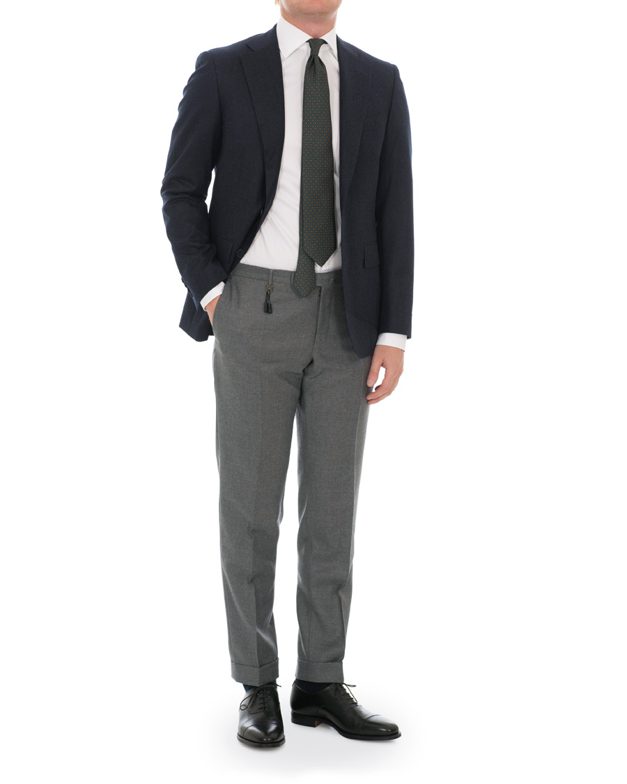 Herr | Byxor | Incotex | Slim Fit Flannel Trousers Light Grey