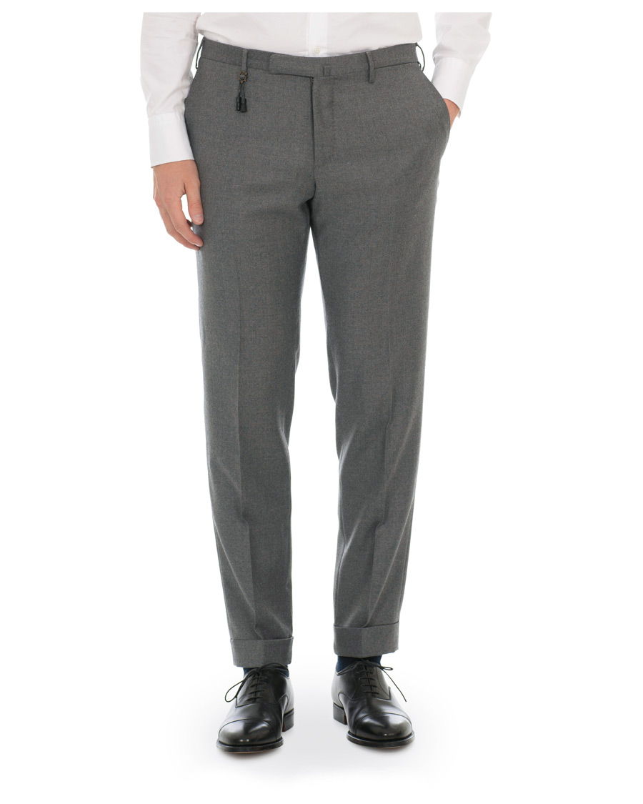 Herr | Byxor | Incotex | Slim Fit Flannel Trousers Light Grey