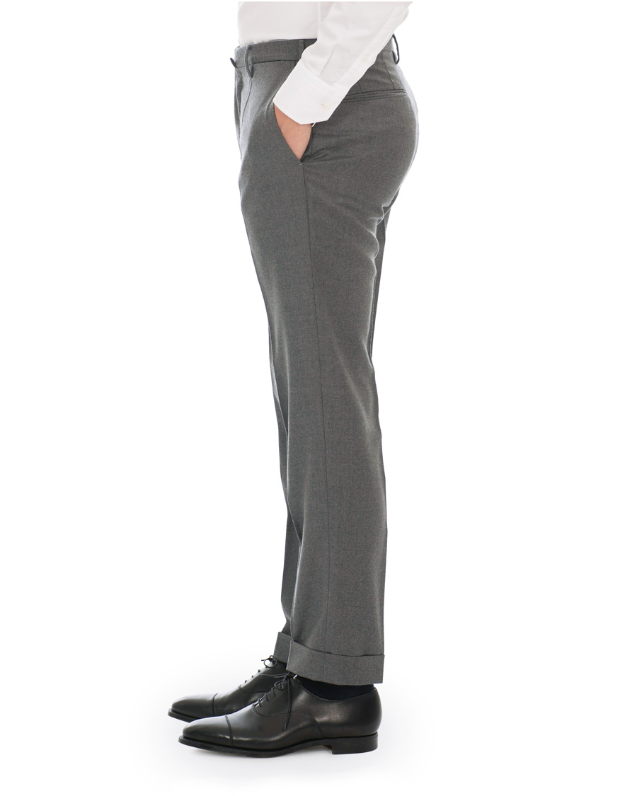 Herr | Byxor | Incotex | Slim Fit Flannel Trousers Light Grey