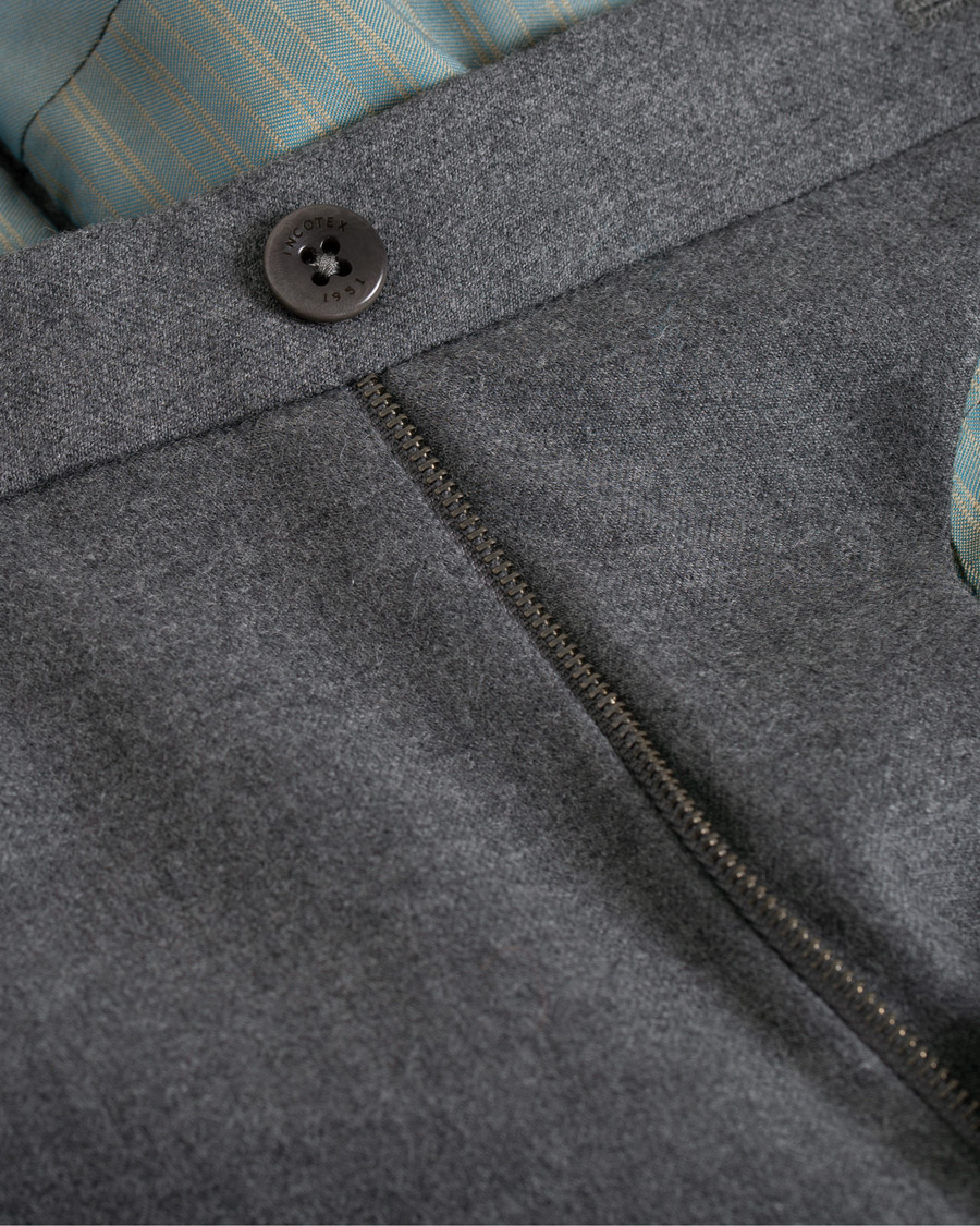 Herr | Byxor | Incotex | Slim Fit Flannel Trousers Light Grey