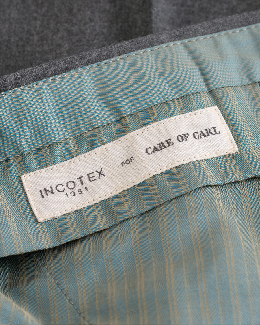 Herr | Byxor | Incotex | Slim Fit Flannel Trousers Light Grey